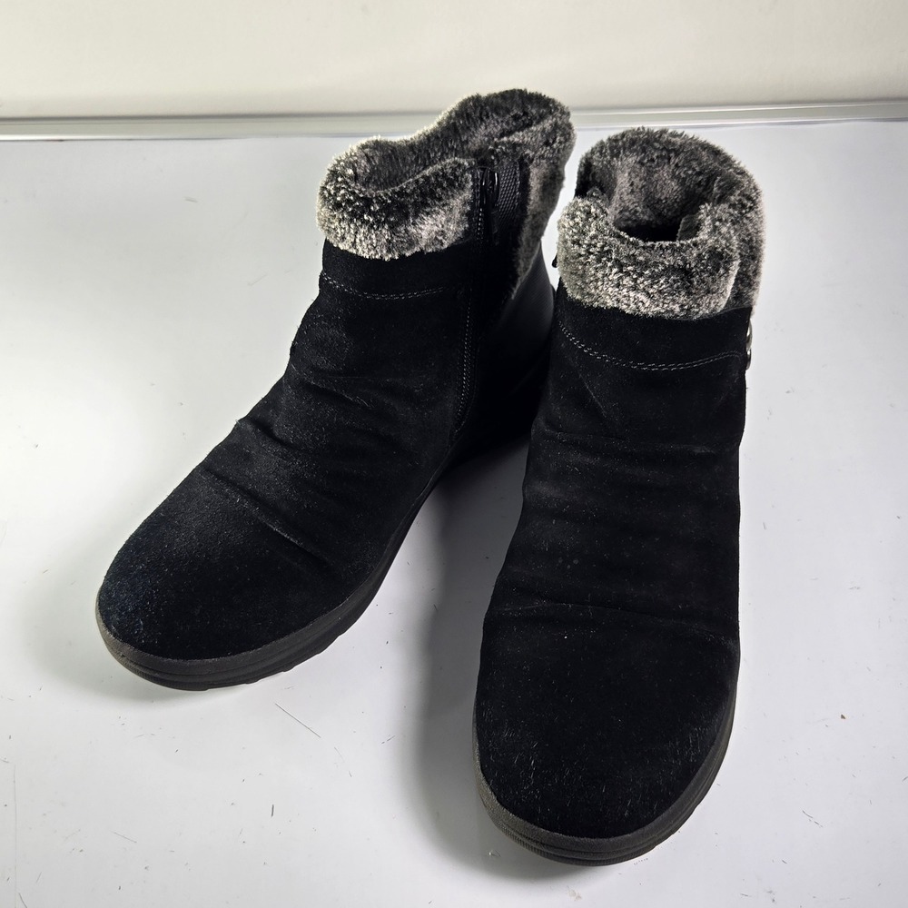 N0273 Baretraps Aeron Black‎ Suede Faux Fur Cuff Ankle Boots runs small